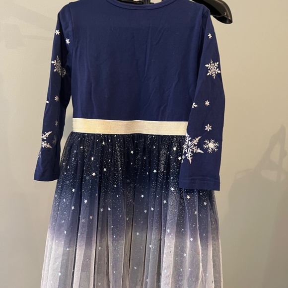 Holiday Snowflake Girls Dress, midnight blue with silver  Size 6/7 - Picture 3 of 7